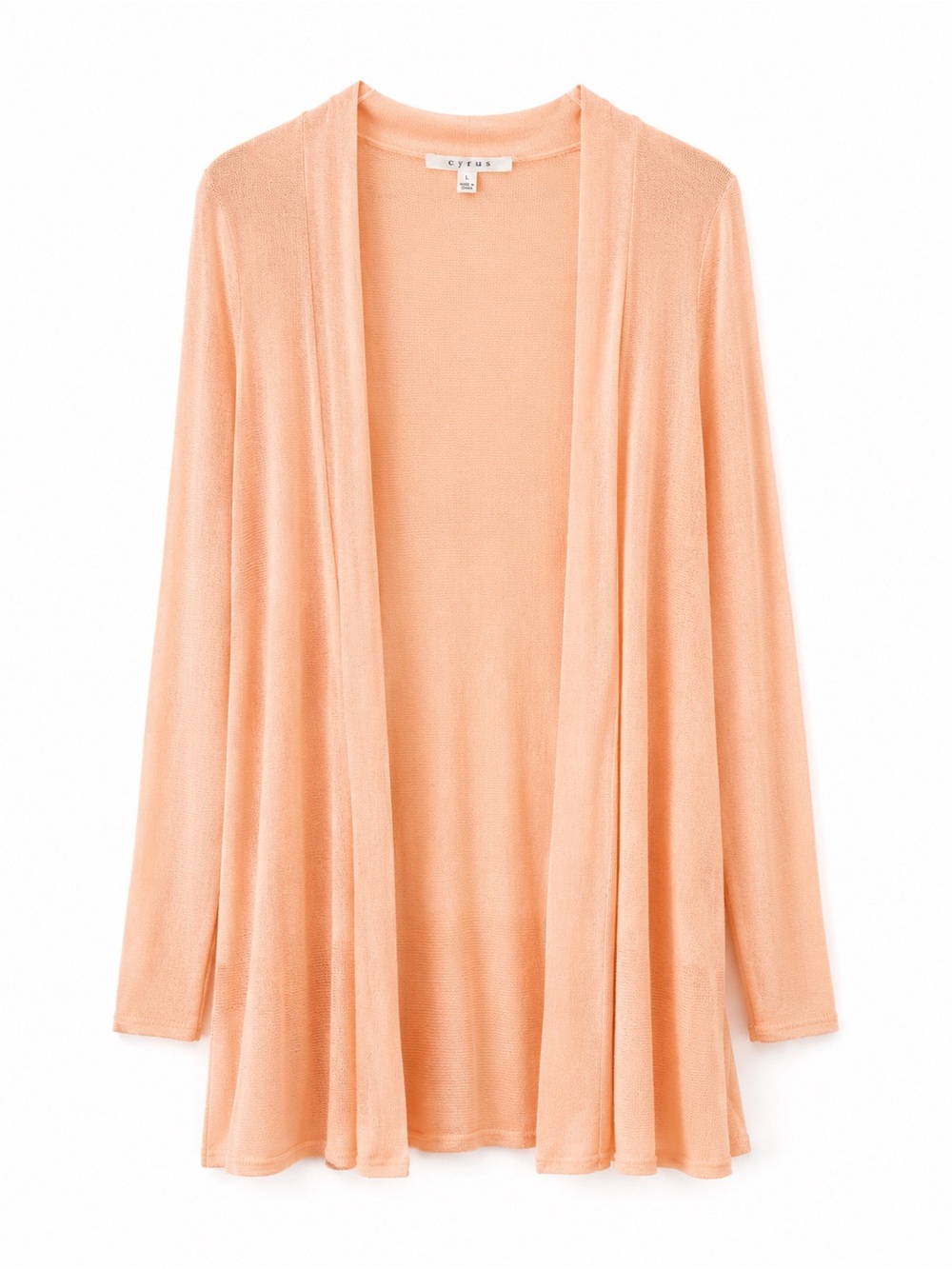 Cyrus Women's Peach Open Front Longline Cardigan Size L